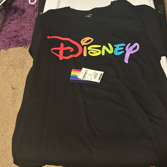 Disney Tops - Disney Black T-Shirt with Rainbow Logo